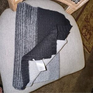 Halogen Black, Charcoal & Gray Ribbed Scarf, 100% Cashmere